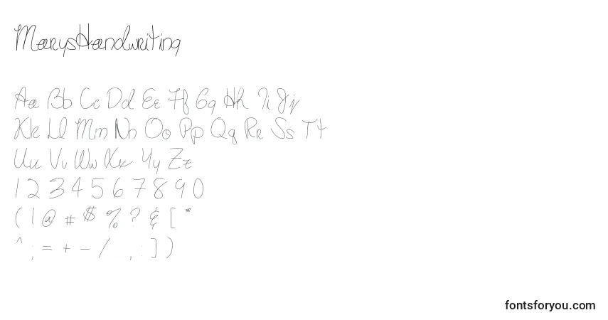 Schriftart MarysHandwriting – Alphabet, Zahlen, spezielle Symbole