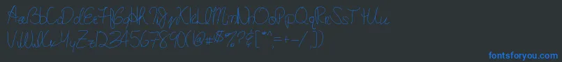 MarysHandwriting Font – Blue Fonts on Black Background