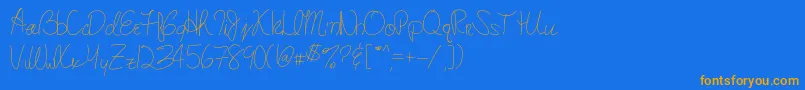 MarysHandwriting Font – Orange Fonts on Blue Background