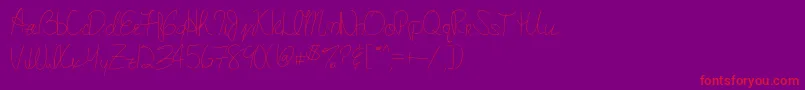 MarysHandwriting-Schriftart – Rote Schriften auf violettem Hintergrund