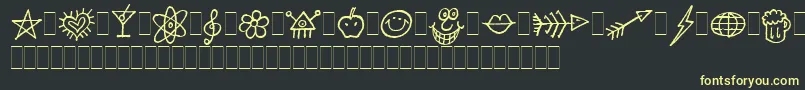 Шрифт DancinAltsLetPlain.1.0 – жёлтые шрифты на чёрном фоне