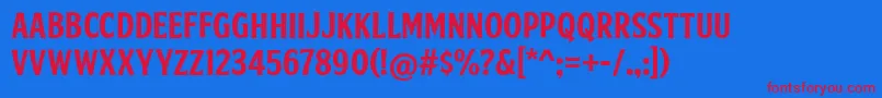 FtySkradjhuwnNcv1 Font – Red Fonts on Blue Background