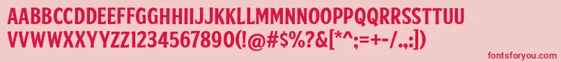 フォントFtySkradjhuwnNcv1 – ピンクの背景に赤い文字