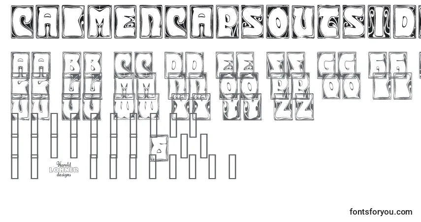 Czcionka CarmenCapsoutside – alfabet, cyfry, specjalne znaki