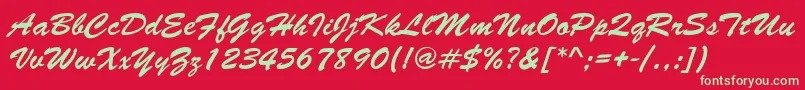 LettermotionNormalItalic Font – Green Fonts on Red Background