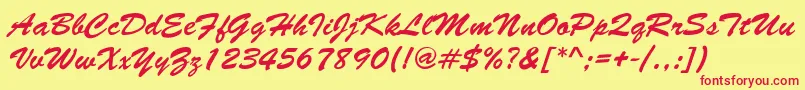 フォントLettermotionNormalItalic – 赤い文字の黄色い背景
