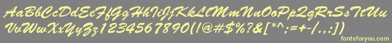 LettermotionNormalItalic-Schriftart – Gelbe Schriften auf grauem Hintergrund