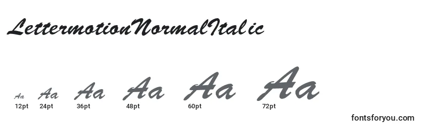 Размеры шрифта LettermotionNormalItalic