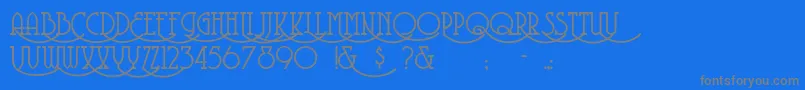 Coventrygarden-fontti – harmaat kirjasimet sinisellä taustalla