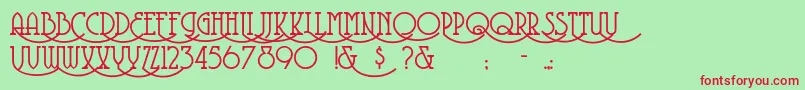 フォントCoventrygarden – 赤い文字の緑の背景