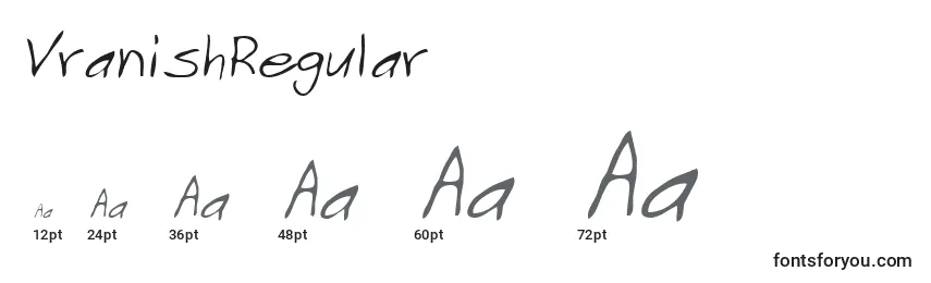 Размеры шрифта VranishRegular