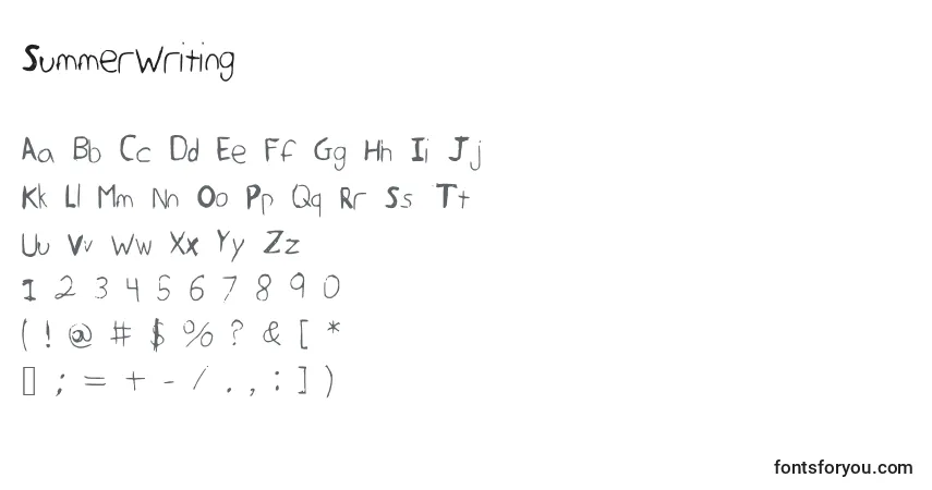 Fuente SummerWriting - alfabeto, números, caracteres especiales