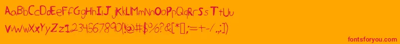 フォントSummerWriting – オレンジの背景に赤い文字