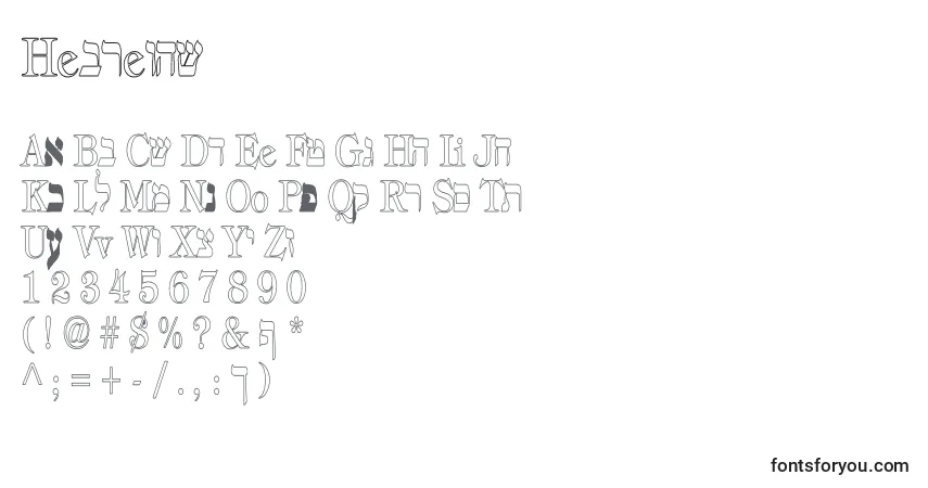 A fonte Hebrewhc – alfabeto, números, caracteres especiais
