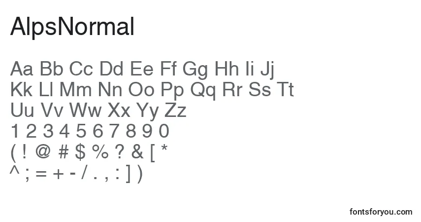 Schriftart AlpsNormal – Alphabet, Zahlen, spezielle Symbole