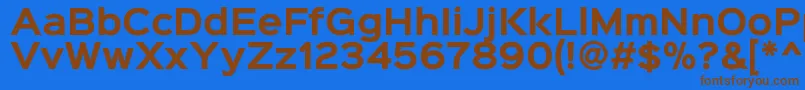 Sinkinsans700bold-Schriftart – Braune Schriften auf blauem Hintergrund