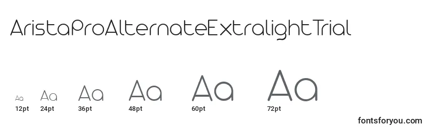 Größen der Schriftart AristaProAlternateExtralightTrial