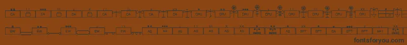 フォントEsriMilsym04 – 黒い文字が茶色の背景にあります