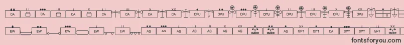 フォントEsriMilsym04 – ピンクの背景に黒い文字