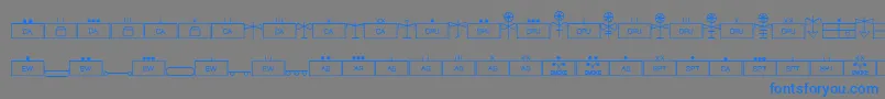 フォントEsriMilsym04 – 灰色の背景に青い文字