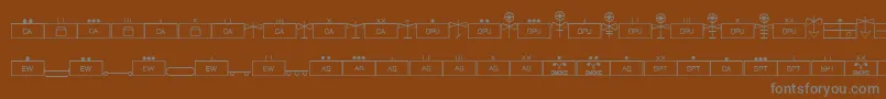 フォントEsriMilsym04 – 茶色の背景に灰色の文字