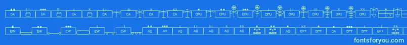 EsriMilsym04-Schriftart – Grüne Schriften auf blauem Hintergrund