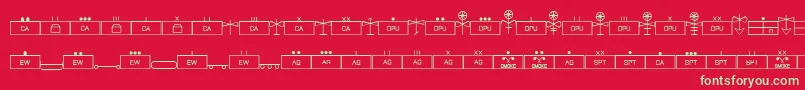 フォントEsriMilsym04 – 赤い背景に緑の文字