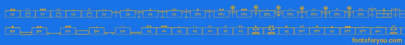 Шрифт EsriMilsym04 – оранжевые шрифты на синем фоне