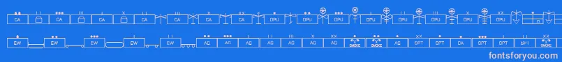 Fonte EsriMilsym04 – fontes rosa em um fundo azul