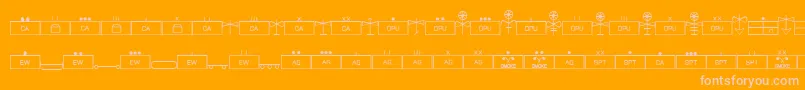 EsriMilsym04-fontti – vaaleanpunaiset fontit oranssilla taustalla