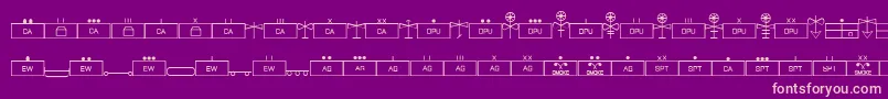 フォントEsriMilsym04 – 紫の背景にピンクのフォント