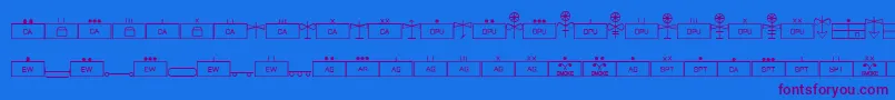 フォントEsriMilsym04 – 紫色のフォント、青い背景