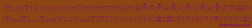 EsriMilsym04-fontti – violetit fontit ruskealla taustalla