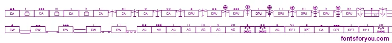 フォントEsriMilsym04 – 白い背景に紫のフォント