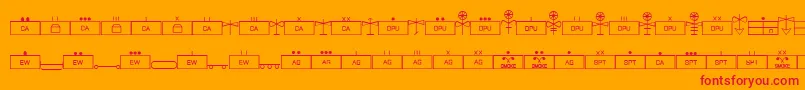 フォントEsriMilsym04 – オレンジの背景に赤い文字