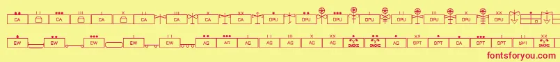 fuente EsriMilsym04 – Fuentes Rojas Sobre Fondo Amarillo