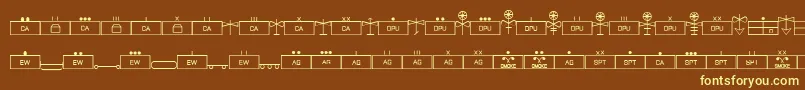 フォントEsriMilsym04 – 黄色のフォント、茶色の背景