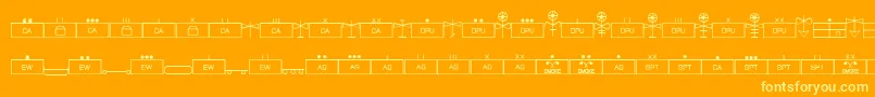 Fonte EsriMilsym04 – fontes amarelas em um fundo laranja