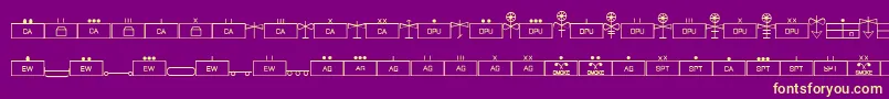 Fonte EsriMilsym04 – fontes amarelas em um fundo roxo