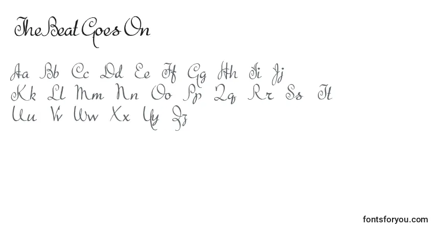 A fonte TheBeatGoesOn (64972) – alfabeto, números, caracteres especiais