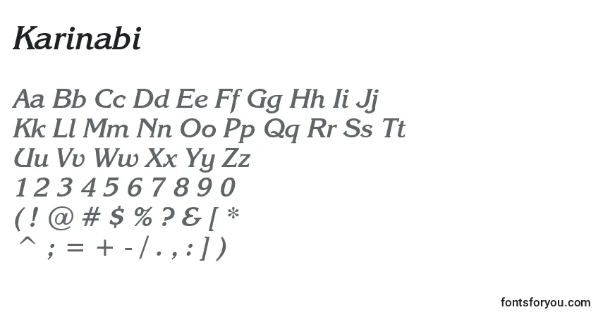 Schriftart Karinabi – Alphabet, Zahlen, spezielle Symbole
