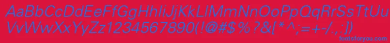 UniversceLightoblique Font – Blue Fonts on Red Background