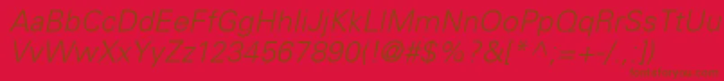 UniversceLightoblique Font – Brown Fonts on Red Background