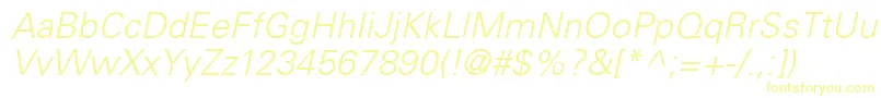 UniversceLightoblique Font – Yellow Fonts on White Background