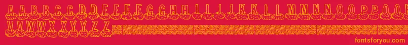 Fonte Cloudahead – fontes laranjas em um fundo vermelho