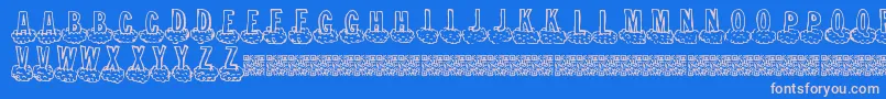 Cloudahead Font – Pink Fonts on Blue Background