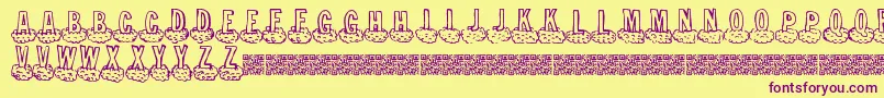 Cloudahead-Schriftart – Violette Schriften auf gelbem Hintergrund