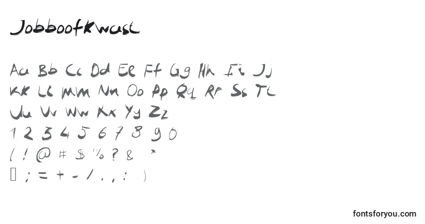 Schriftart Jobboofkwast – Alphabet, Zahlen, spezielle Symbole
