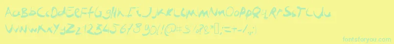 Jobboofkwast-Schriftart – Grüne Schriften auf gelbem Hintergrund