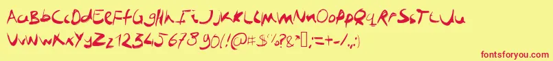 Jobboofkwast Font – Red Fonts on Yellow Background